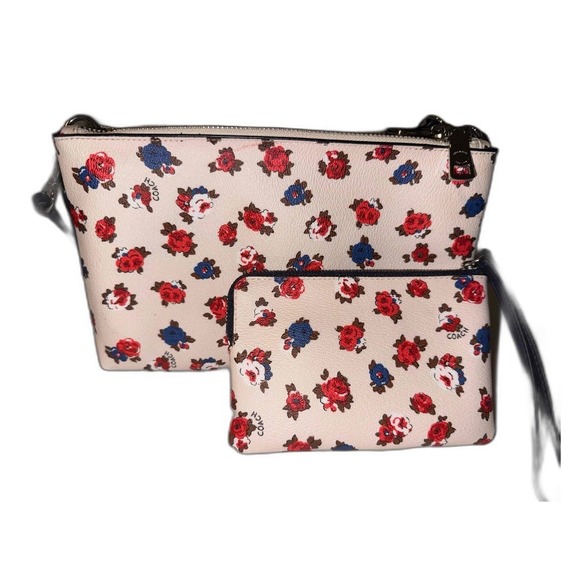 Coach CROSSBODY IN TEA ROSE FLORAL COATED CANVAS F57628 W/ Matching Wallet - Picture 5 of 16